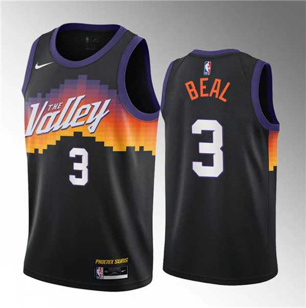 Men%27s Phoenix Suns #3 Bradley Beal Balck 2021-22 City Edition Stitched Basketball Jersey